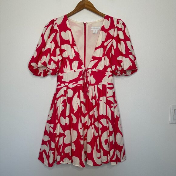 House of Harlow 1960 Mini Dress Size 6 Pink Linen Blend - Picture 1 of 10